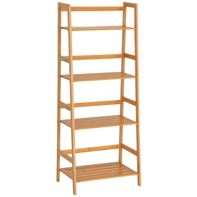4 Tier Bamboo Freestanding Ladder Bookcase Shelf