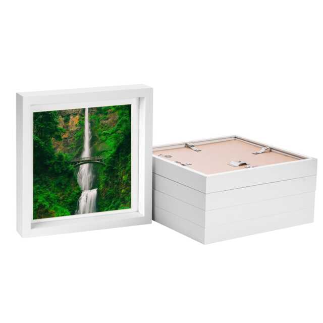 "Nicola Spring 10 x 10"" Photo Frames - White Mount 3D Photo Frame Picture Frame Box Portrait Display Case & Spacer (53 x 53cm) x5"