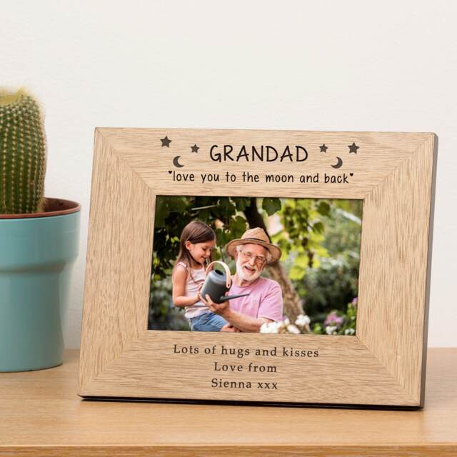 Personalised Love You To The Moon Wood Picture Frame 6x4 Grandad