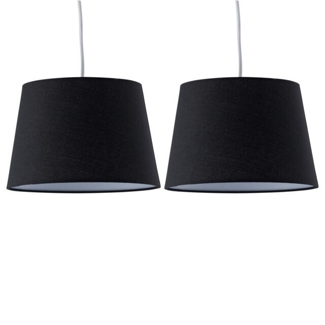 Set of 2 Black Cotton 23cm Tapered Cylinder Pendant or Lamp Shades Black Medium 2