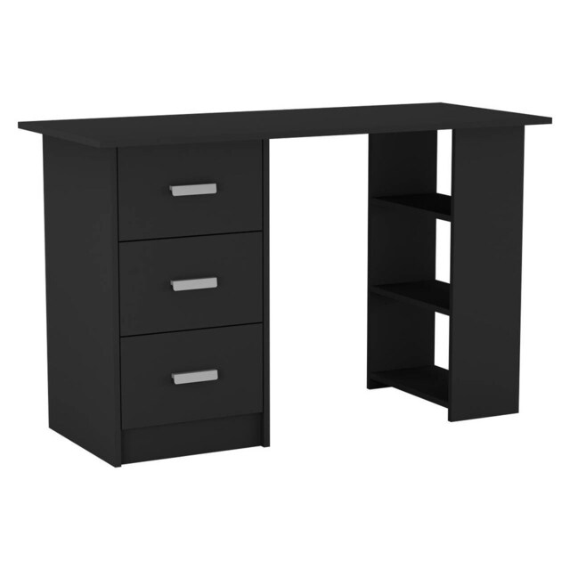 Large Computer Desk Office Makeup Vanity Dressing Table Bedroom Drawers Shelves Clear Black