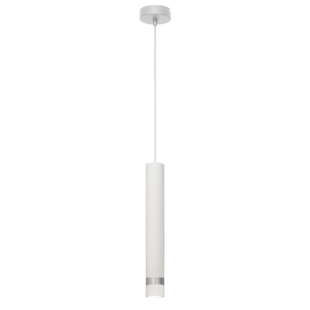 Tuba Slim Pendant Ceiling Light White, Chrome 10cm