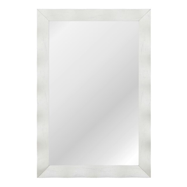COSTWAY Farmhouse Wall Mirror Wood Vanity Wall Mirror White White