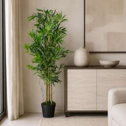 Artificial Bamboo Plants Trees 120cm Real Bamboo Canes Green 4ft