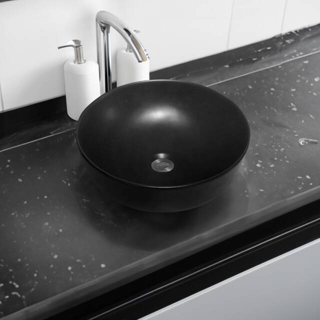 Limoge 7838MB Ceramic Rounded Countertop Basin in Matte Black