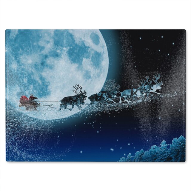 Magic Santa'S Sleigh Dining Glass Chopping Board Multi
