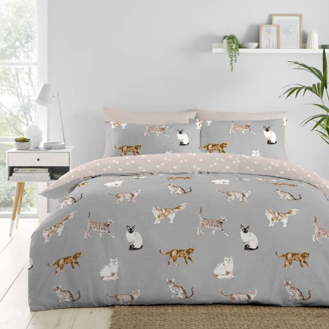 Fusion Cats Duvet Cover Set Grey