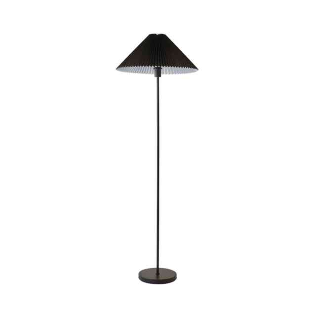 ValueLights Akira Black Pleated Shade Freestanding Floor Lamp andBulb