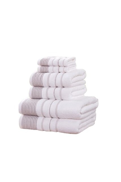 Dakota Stripes Towels 6 Piece Pure Cotton Bale Set Brown Bath towel