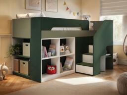 Flair Quinn Staircase Mid Sleeper Bed with Storage Green