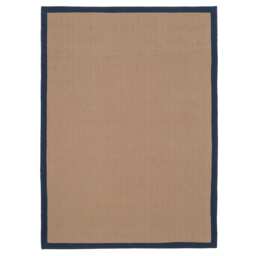 KUKOON Beige Natural Jute Herringbone Pattern Non Slip Navy Border Rug 240cm x 330cm