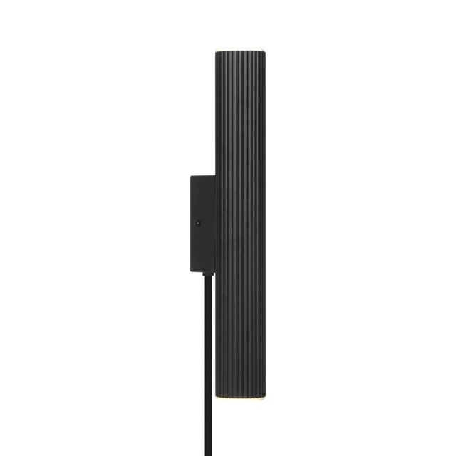 Nordlux Vico Indoor Wall Light Black Aluminium Sensor GU10 Ribbed - Plug In or Mains Powered , IP20 Black Black