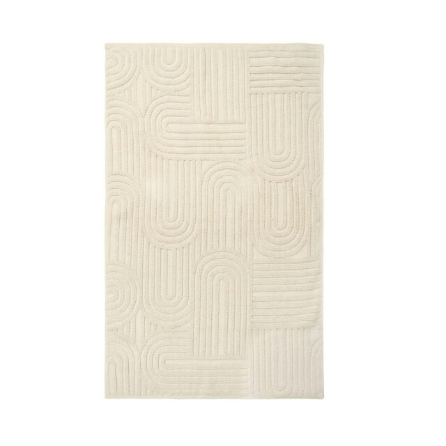 OHS 4 x Jacquard Arches Textured 100% Cotton 500GSM Absorbent Hand Towels, 50x80cm - Cream