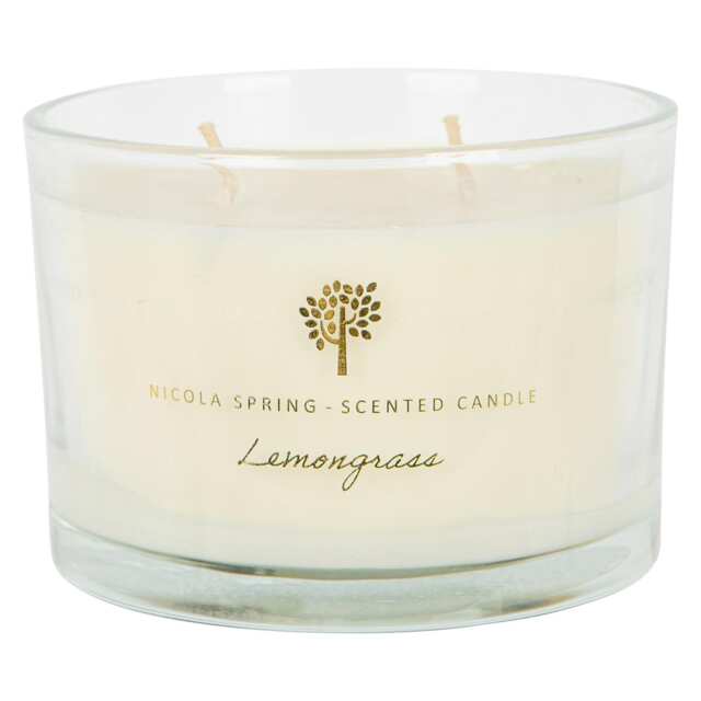 Nicola Spring Soy Wax Scented Candle - 350g - Lemongrass Clear Lemongrass
