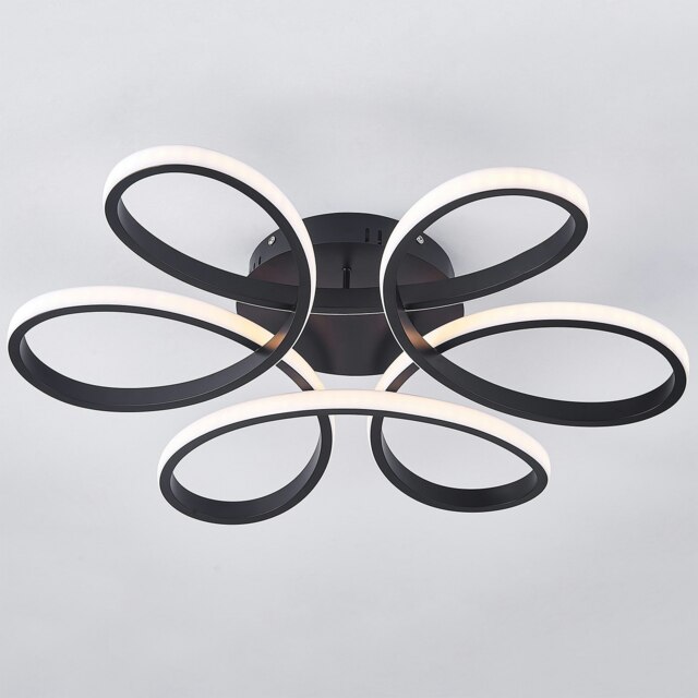 Living and Home Modern Acrylic Petal LED Semi-Ceiling Light - Black