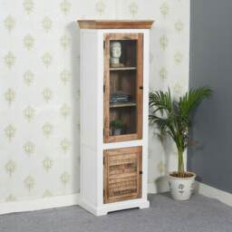 Oscar Wood Bookcase/Display Cabinet – 3 Shelves & 1 Door Brown Brown