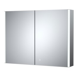 Rectangular 2 Door Touch Sensor Mirror Cabinet with 2 Shelves, Demister & Shaver Socket, 800mm - White/Chrome Silver 800 x 600mm