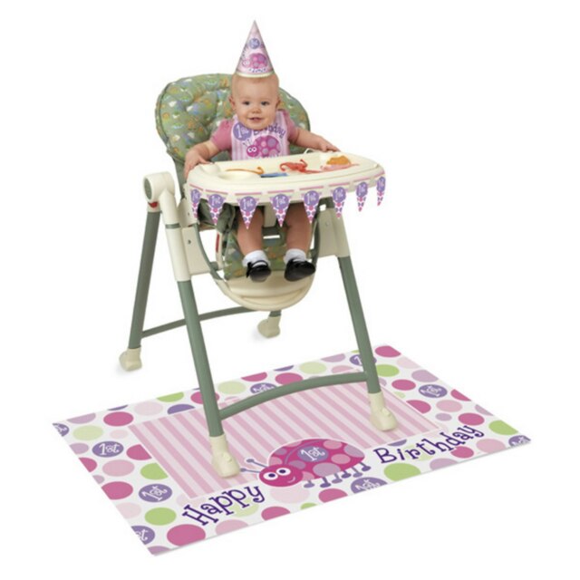 Unique Party 1st Birthday High Chair Kit With Ladybug Design - Pink/Green/Purple - One Size