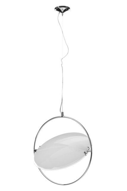 Orsina Lunar Large Pendant Light, Contemporary White Glass Shade with Chrome Fitting, Modern Ceiling Light Fixture