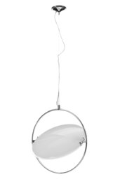 Orsina Lunar Large Pendant Light, Contemporary White Glass Shade with Chrome Fitting, Modern Ceiling Light Fixture