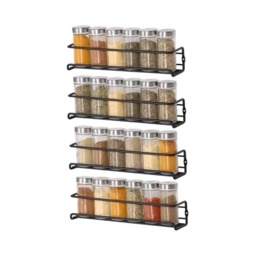 Buckingham 4 Tier Spice Racks Organiser wall-mounted with Adhesive Stickers. Silver