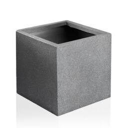 Primrose 25cm Terracotta Style Fibrecotta Kadamus Cube Planter in Dark Grey Meteor Texture