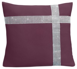 Diamonte Detail Soft Touch Matte Fabric Scatter Cushion - 43cm x 43cm Red Plum