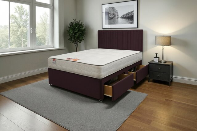 "Emily Plush Bed Set With Mattress, 2 Drawers Same Side & 24""Headboard"