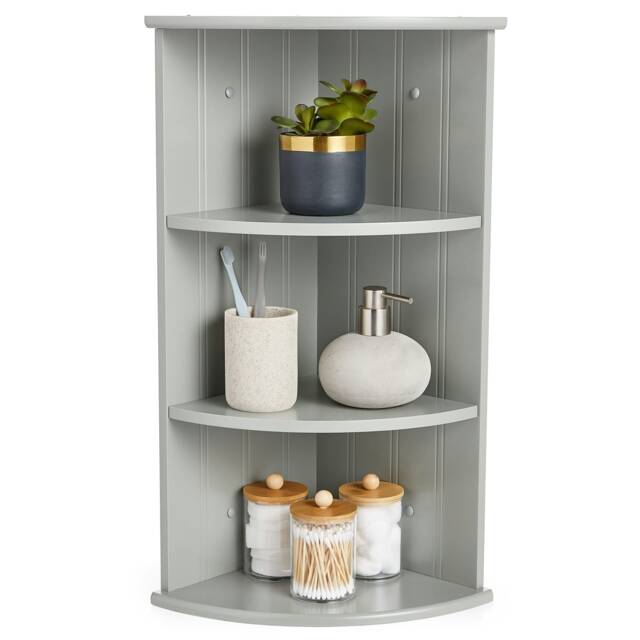 VonHaus Shrewsbury Grey Bathroom 3 Tier Corner Shelf