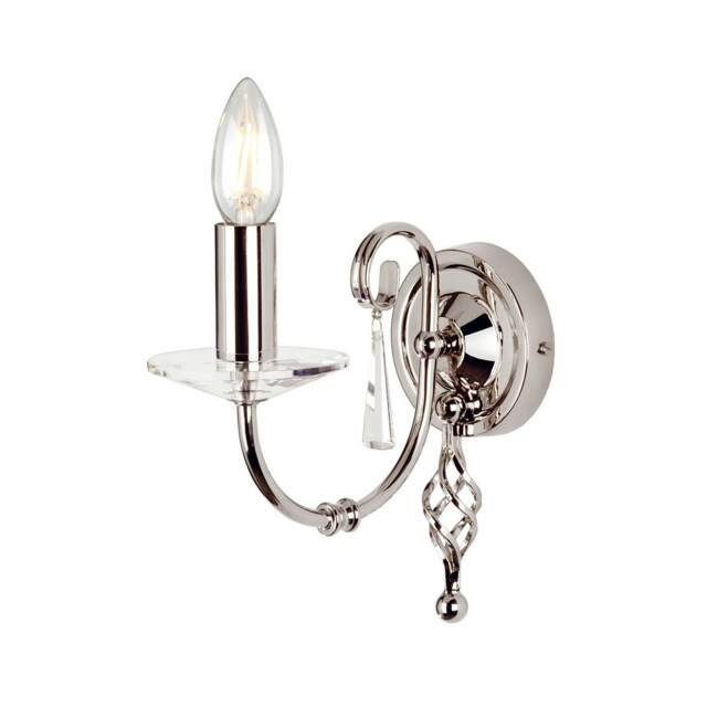 Aegean 1 Light Indoor Candle Wall Light Polished Nickel, E14