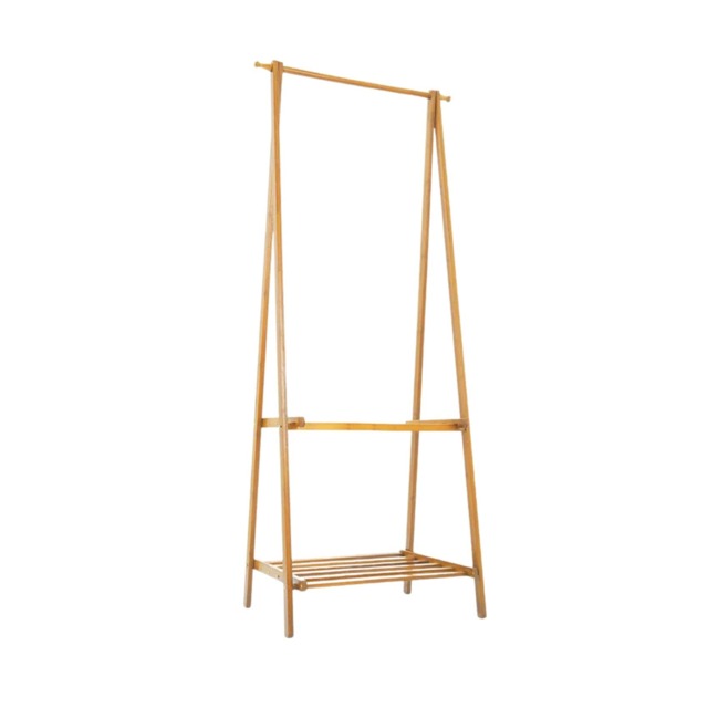 Wooden Natural Brown Open Clothes Rack With Shelf Natural Brown Brown One Size