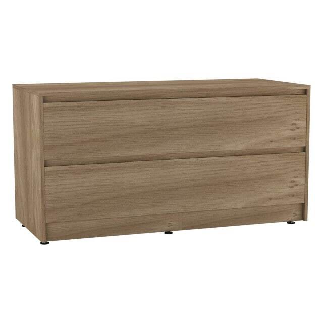 URBNLIVING 4 Drawer Wide Chest Of Drawers Bedroom Storage Unit Multi Oak Carcass + Oak Drawers