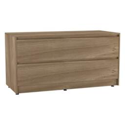 URBNLIVING 4 Drawer Wide Chest Of Drawers Bedroom Storage Unit Multi Oak Carcass + Oak Drawers