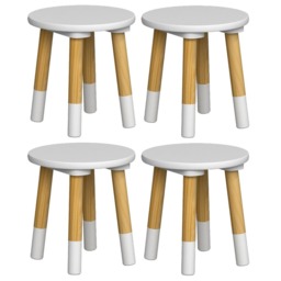 Kids Wooden Stool Seat Round Chair Toddlers Kids Small Children Home Nursery - White White 4 White