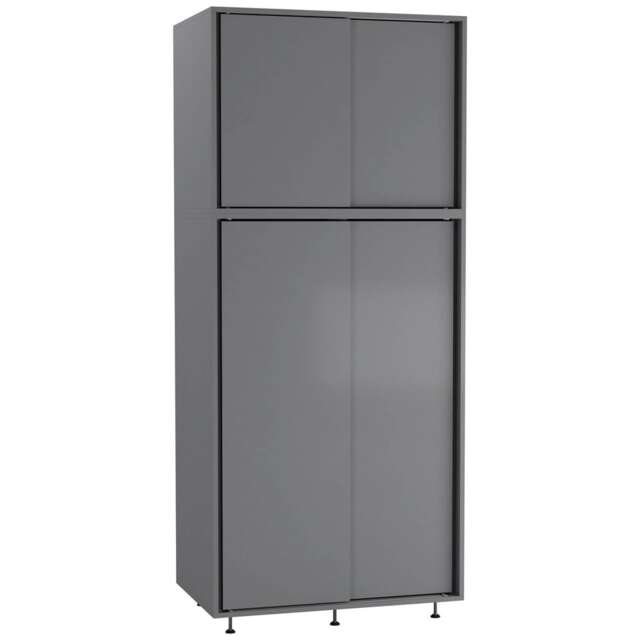 180cm 4 Sliding Doors Wardrobe Bedroom Storage Closet Hanging Rail Cupboard Unit Grey Grey 1