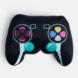 OHS Gaming Controller Shaped Plump Filled Scatter Cushion, 30x23cm - Black