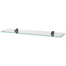 Harbour Housewares Rounded Floating Glass Shelf - 60cm - Metallic Brackets - Bathroom Shower Storage Vanity Display Unit Shelf Black Black 1
