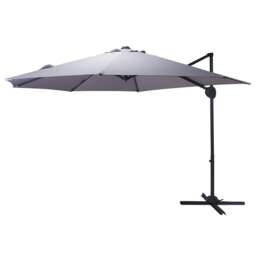 JSH 3M Roma Garden Parasol Light Grey Outdoor 180g Polyester Patio Decking Terrace Umbrella Shade with Hand Crank