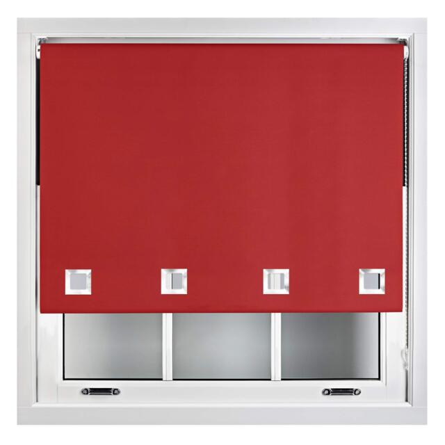 FURNISHED Blackout Roller Blinds with Large Square Eyelets Made to Measure Window Shade Red Red (W) 180cm x (L) 210cm
