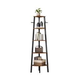 Modcraft Rustic 5-Tier Corner Ladder Shelf and Industrial Bookcase & Plant Stand