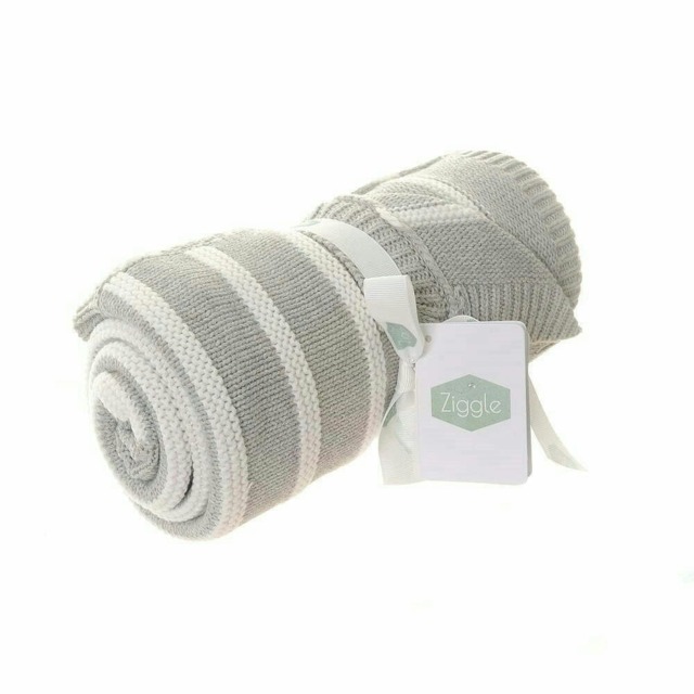 Ziggle Grey and White Stripes Baby Blanket