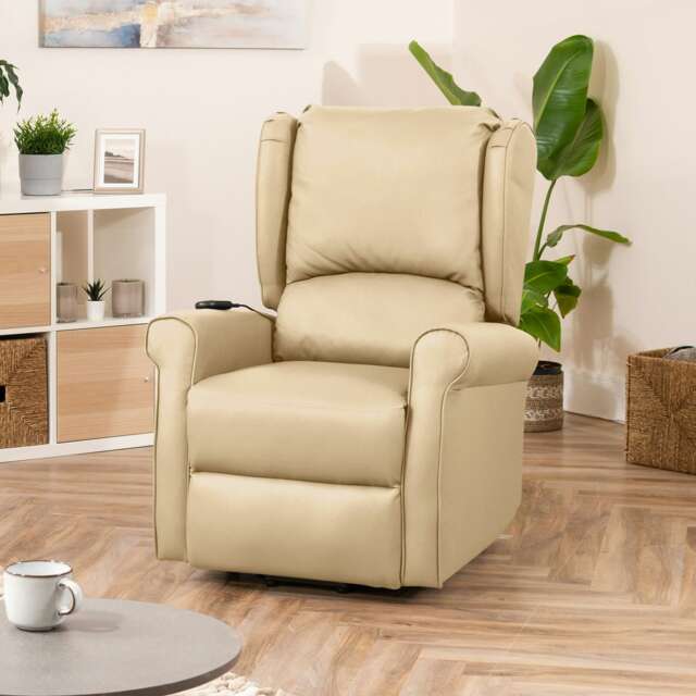 Corcoran Electric Riser Recliner with Massage and Heat - Cream