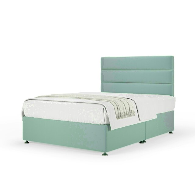 Duckegg Plush Velvet No Drawer Divan Base and Milan Headboard Small Double