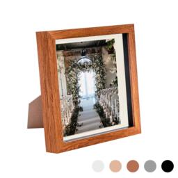 "Nicola Spring 8 x 8"" Photo Frame - Dark Wood/Ivory Mount - 3D Photo Frame Picture Frame Box Portrait Display Case (22.5 x 22.5cm)"