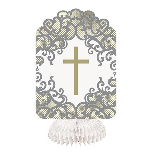 Fancy Gold Cross Honeycomb Centrepiece Decoration 20cm - Pack of 3