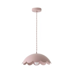 ValueLights Millie Rose Pink Scallop Pendant Ceiling Light Pink