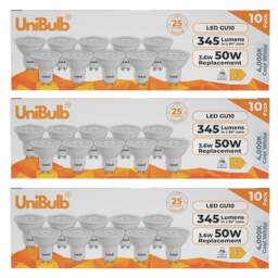 UniBulb LED GU10 345lm 3.6W (Replaces 50W) 4000K (Cool White) Spotlight Downlight Light Bulb - Pack of 30