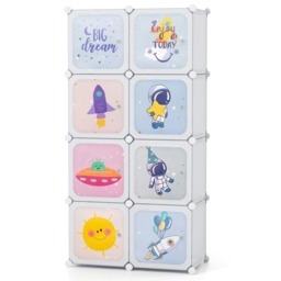 COSTWAY 8-Cube Portable Kids Wardrobe Closet Dresser-White White