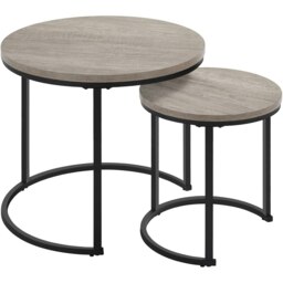 Yaheetech Round Nesting End Table Set with Metal Base Grey