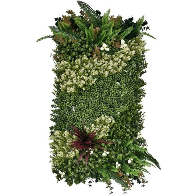 True Products Premium Artificial Living Wall Green Plant Panel 1m x 50cm - White Blossom